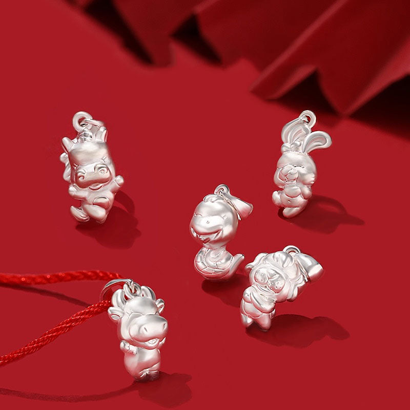 12 Zodiac Animals Silver Pendant Necklace New Year Birthday Gift