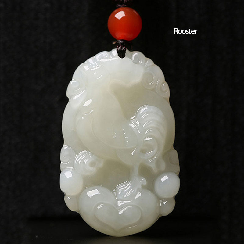 12 Chinese Zodiac Animals Jade Pendant Necklace