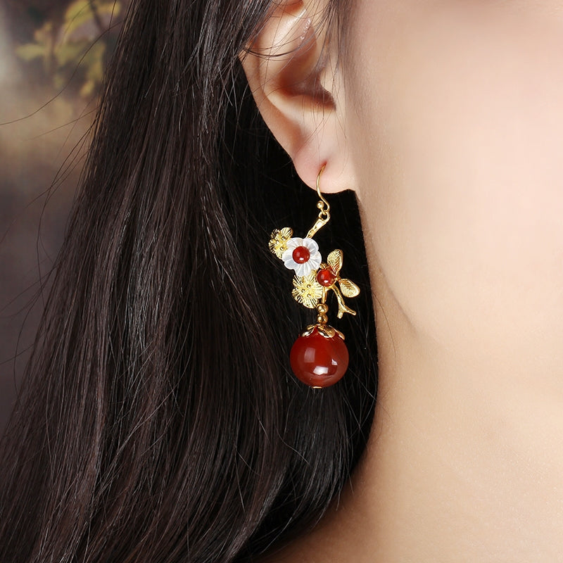 Red Agate Non Pierced Dangle Earrings