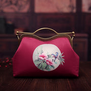 Red Floral Chain Shoulder Cross Clutch Handbag