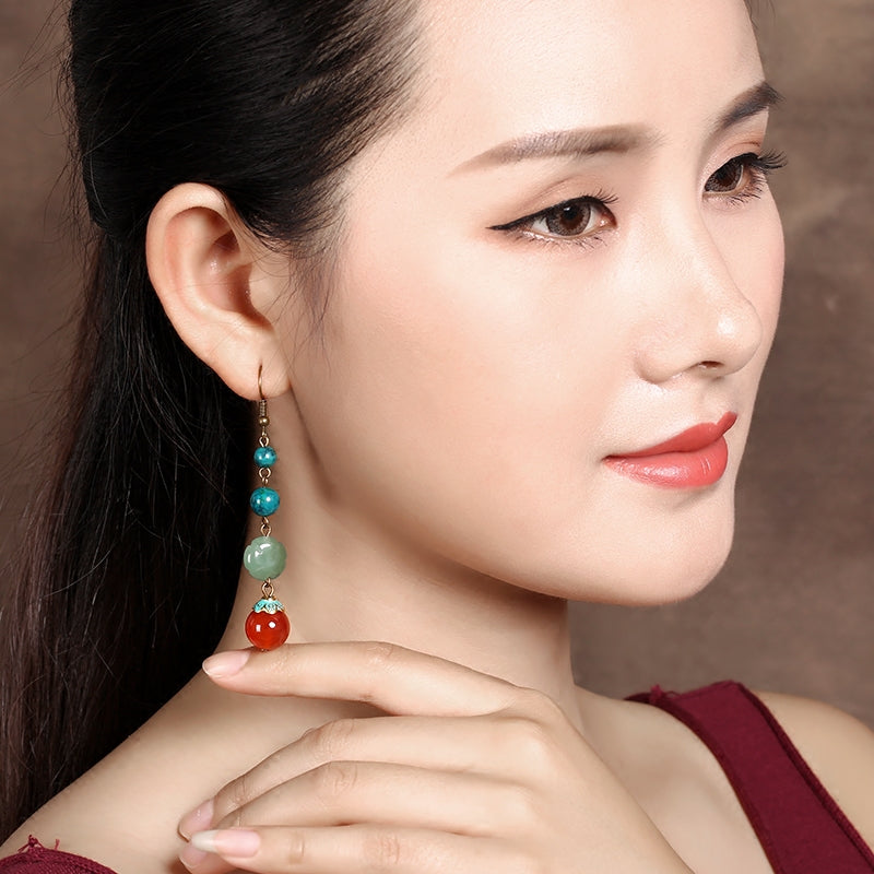 Agate Jade Dangle Drop Earrings