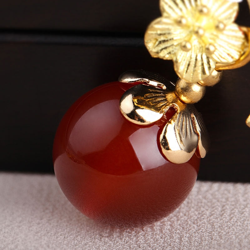 Red Agate Non Pierced Dangle Earrings