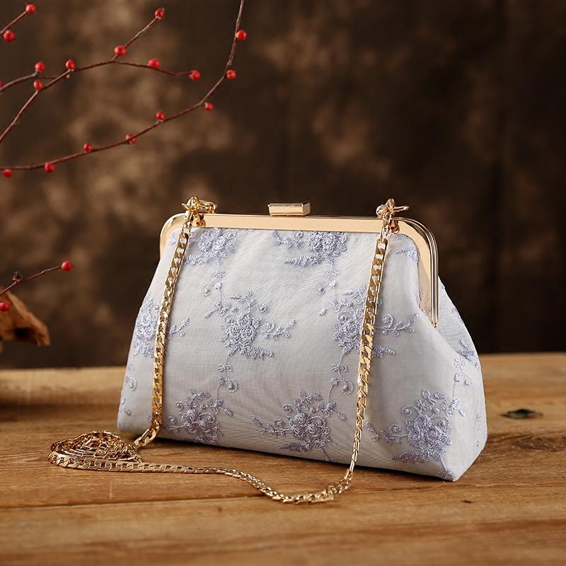 Lace Chain Strap Clutch Purse Party Bag