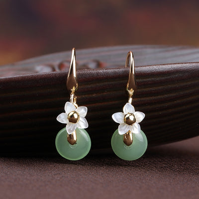 Green Jade Drop Dangle Earrings