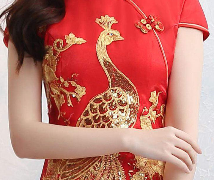 Gold Phoenix Fishtail Qipao / Cheongsam Wedding Dress