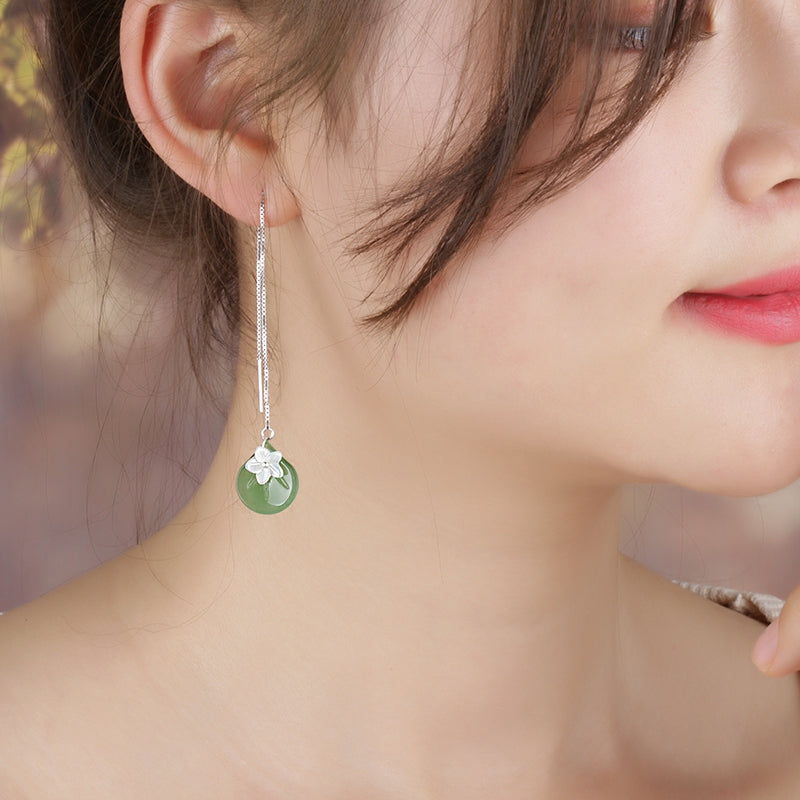 Long Earwire Glaze Dangle Drop Earrings