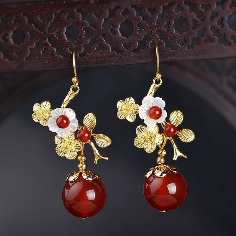 Red Agate Non Pierced Dangle Earrings