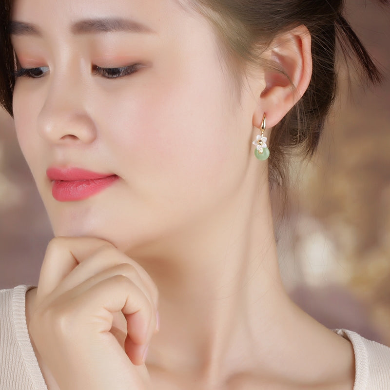 Green Jade Drop Dangle Earrings