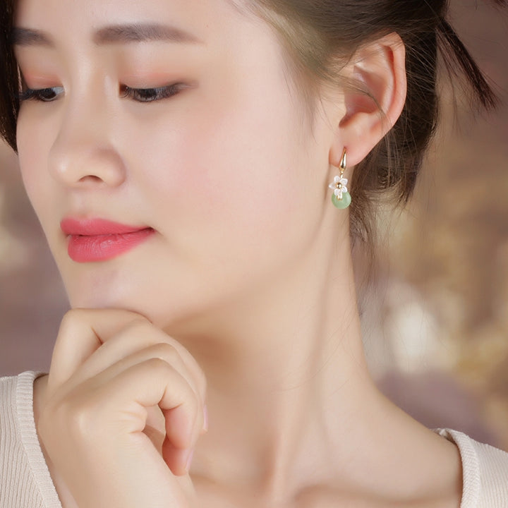 Green Jade Drop Dangle Earrings