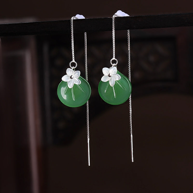 Long Earwire Glaze Dangle Drop Earrings