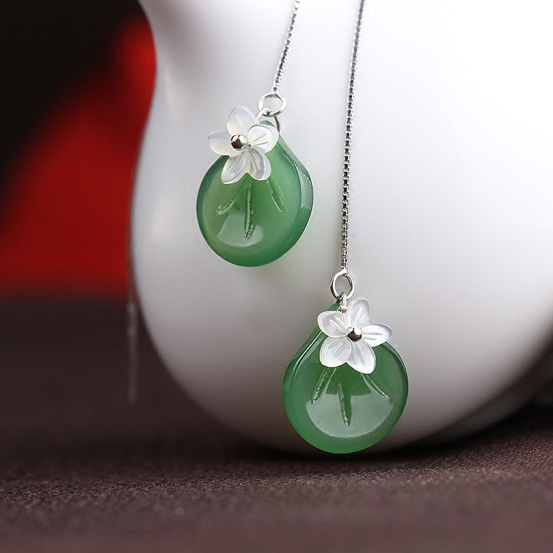 Long Earwire Glaze Dangle Drop Earrings
