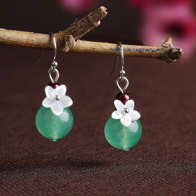 Clip On Pierced Green Garnet Earrings