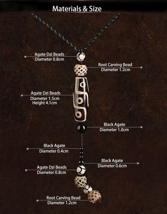 Handmade Agate Dzi Beads Pendant Necklace