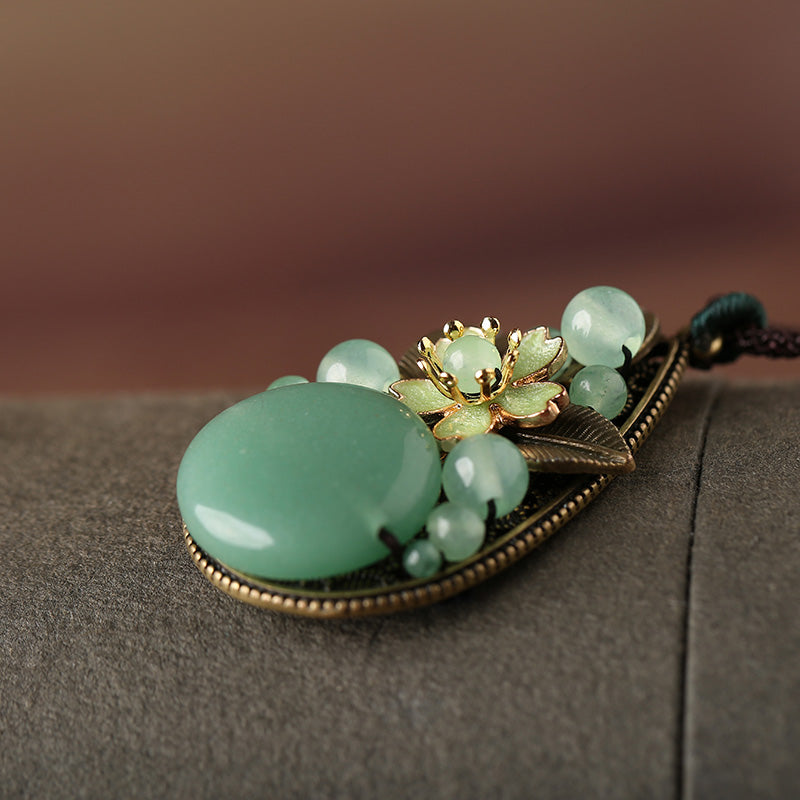 Handmade Adjustable String Jade Pendant Necklace