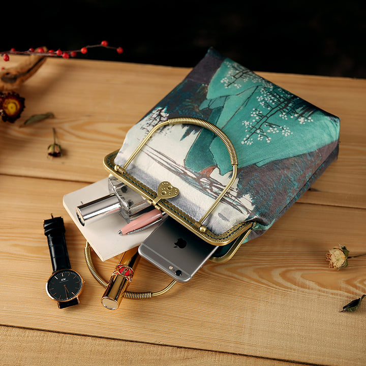 Printed Shoulder Cross Top Handle Hand Bag
