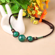 Handmade Green Agate Beads String Necklaces