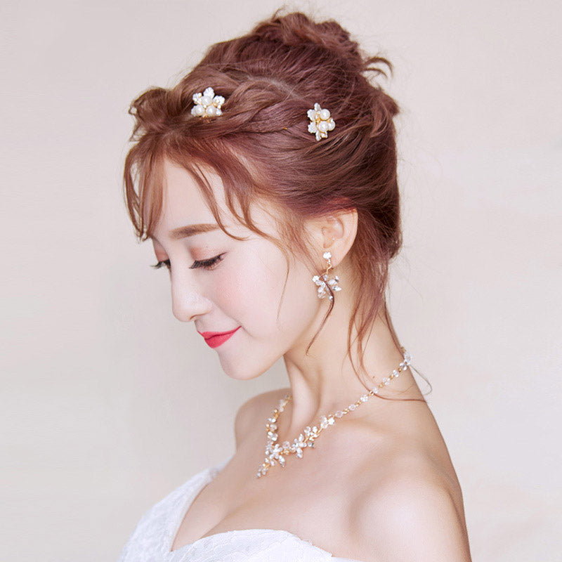 Set of 6 Shell Petals Pearl Hair Clips