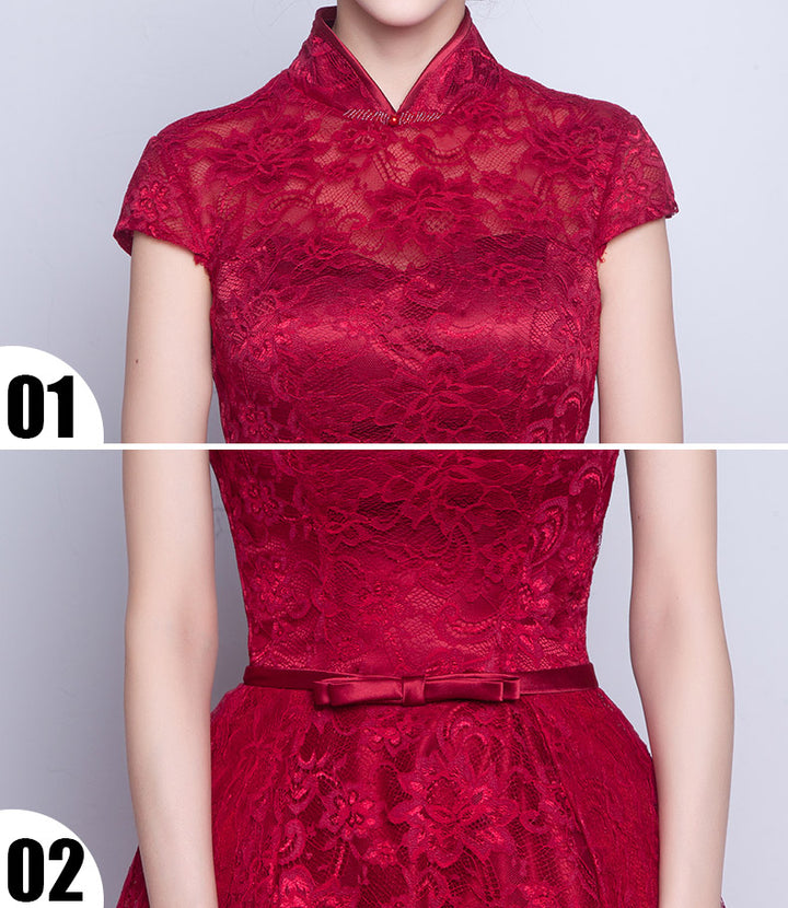Tea-Length Ball Gown Qipao / Cheongsam Evening Dress in Lace
