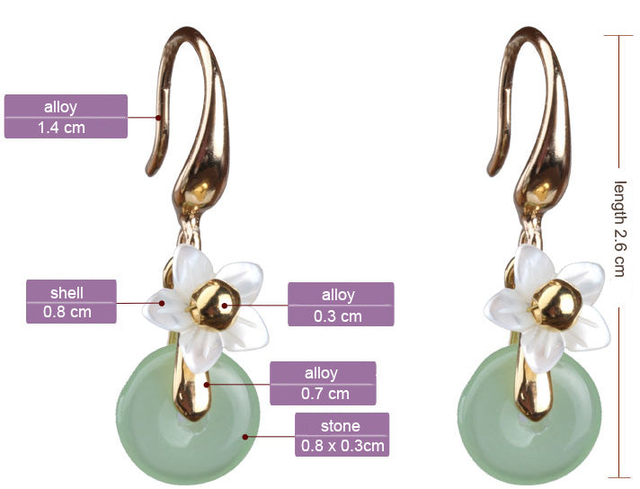 Green Jade Drop Dangle Earrings