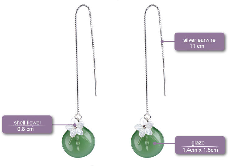 Long Earwire Glaze Dangle Drop Earrings
