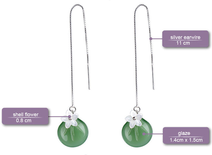 Long Earwire Glaze Dangle Drop Earrings