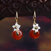 Red Agate Drop Dangle Handmade Earrings
