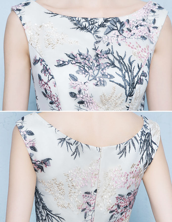 Embroidered Floral Fit & Flare Party Dress