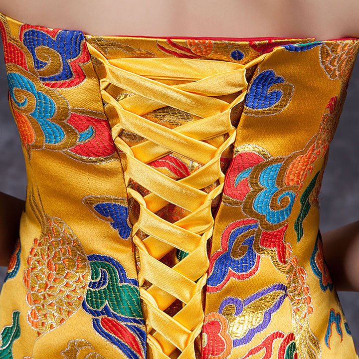 Dragon Sweetheart Mermaid Train Cheongsam Qipao Prom Dress