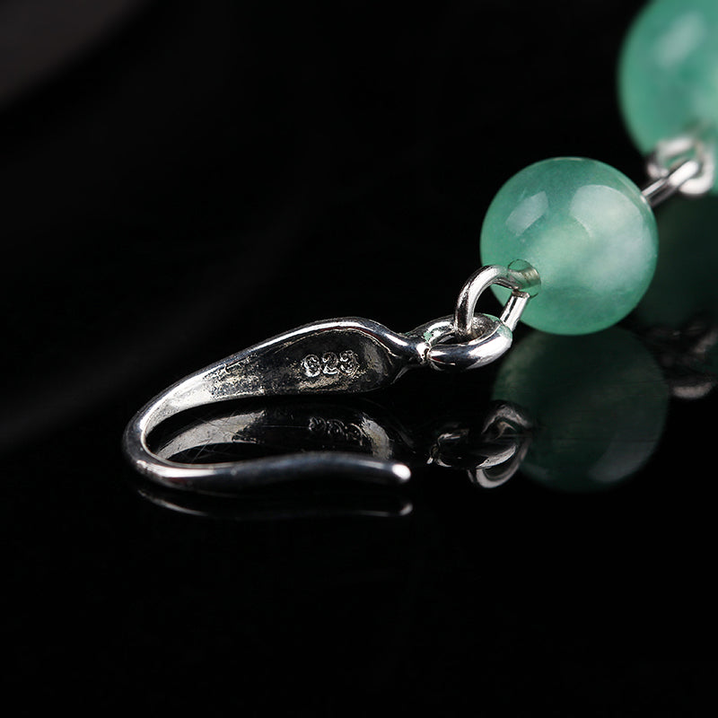 Green Jade Non Pierced Drop Dangle Earrings