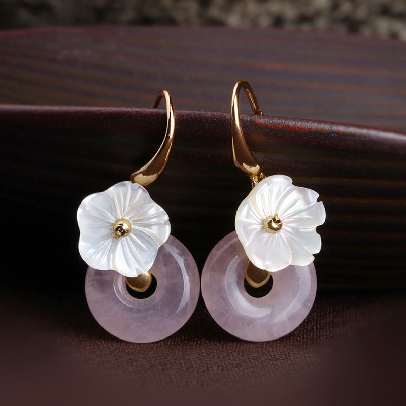 Pink Crystal Drop Handmade Dangle Earrings