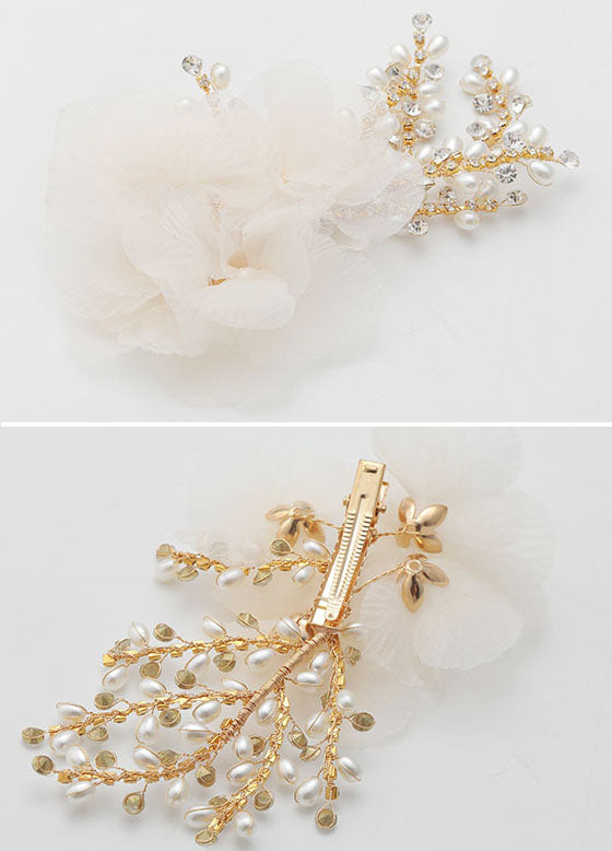 Miss You Pearl White Flowers Hair Pins