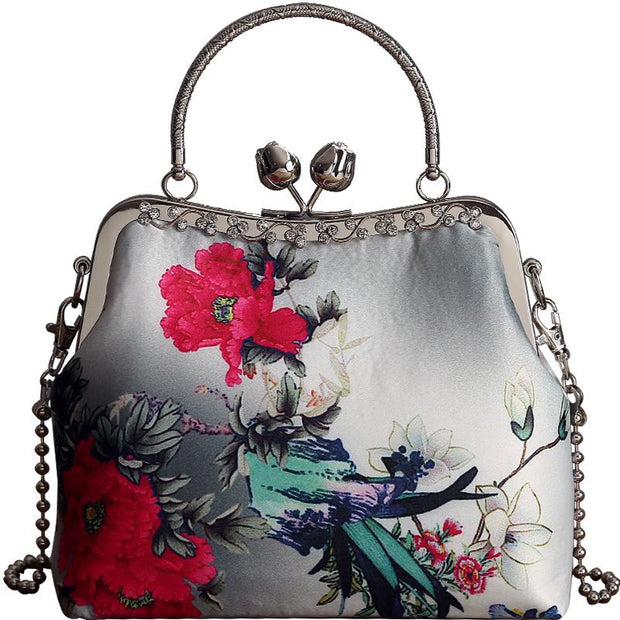 Floral Printed Chain Shoulder Cross Party Handbag
