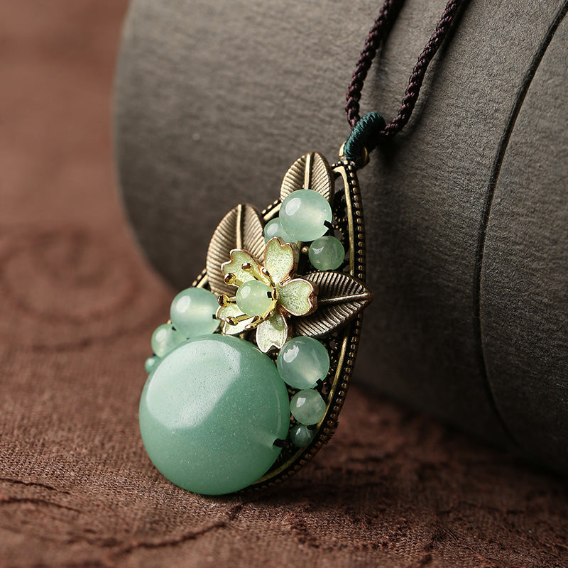 Handmade Adjustable String Jade Pendant Necklace