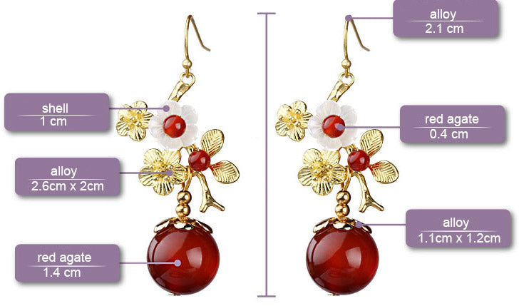 Red Agate Non Pierced Dangle Earrings