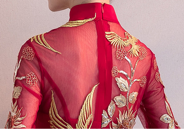 Fit and Flare Embroidered Qipao / Cheongsam Party Dress