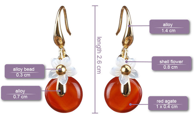 Red Agate Drop Dangle Handmade Earrings