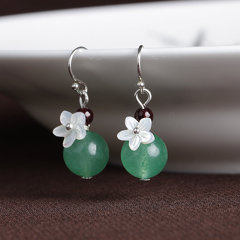 Clip On Pierced Green Garnet Earrings