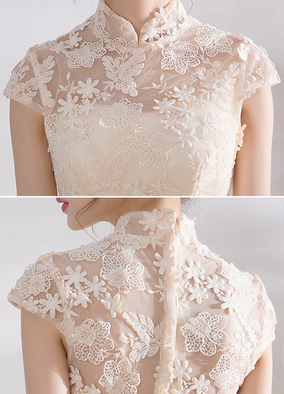 Bridesmaid A-Line Qipao / Cheongsam Dress with Tulle Skirt