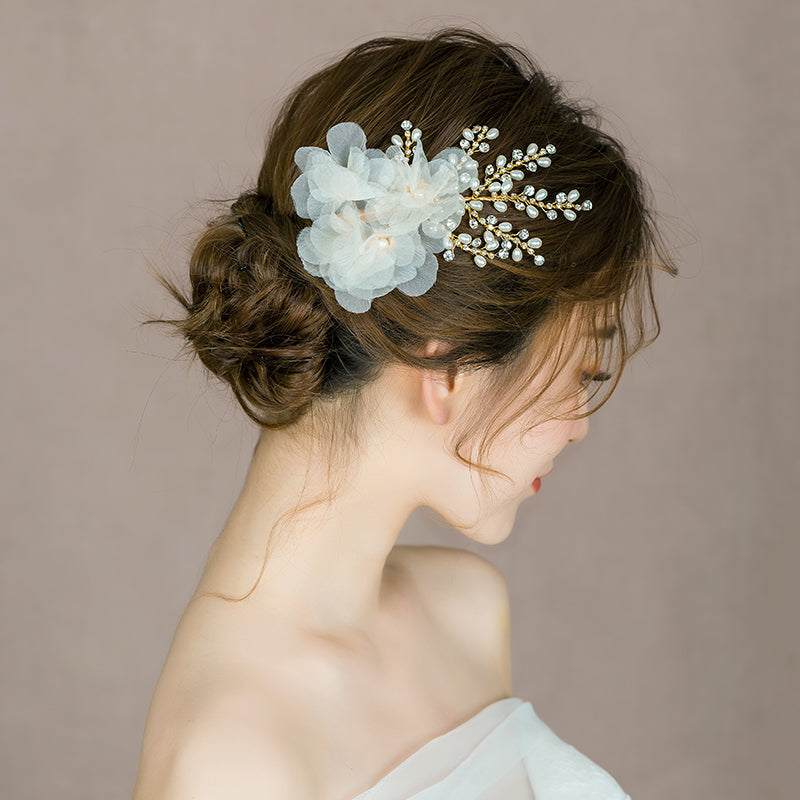 Miss You Pearl White Flowers Hair Pins
