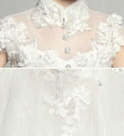 White Flower Girl's Tulle Qipao / Cheongsam Dress