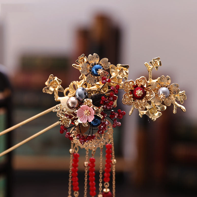 Chinese Traditional Bridal Hair Clips & Earrings
