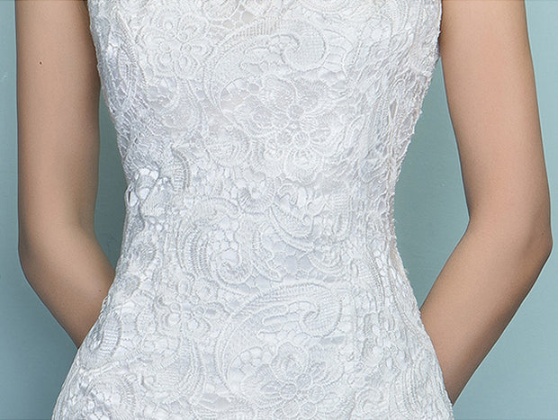 White Lace Mermaid Full-Length Qipao / Wedding Cheongsam Dress