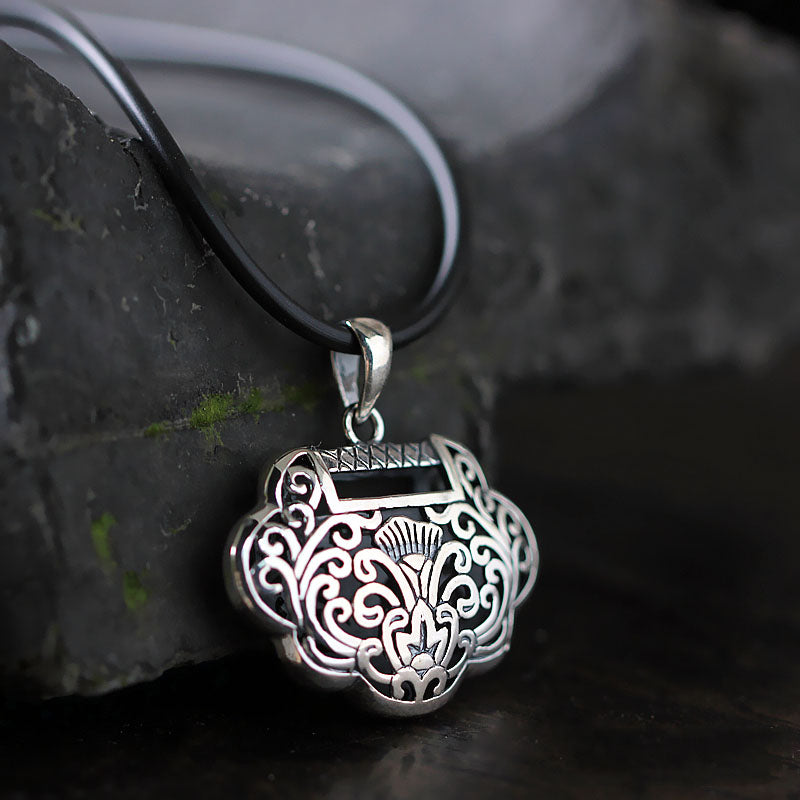 Silver Longeval Lock Pendant Necklace Birthday Christmas Gift