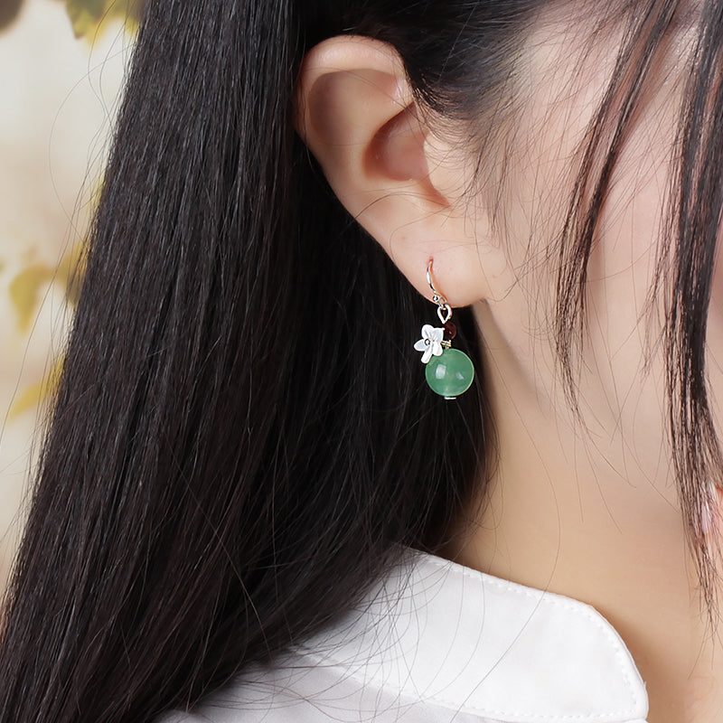 Clip On Pierced Green Garnet Earrings