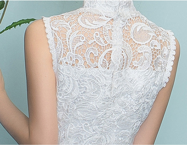 White Lace Mermaid Full-Length Qipao / Wedding Cheongsam Dress