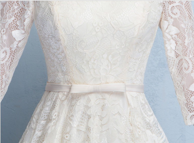 Beige Lace A-Line Bridesmaids Qipao / Cheongsam Dress