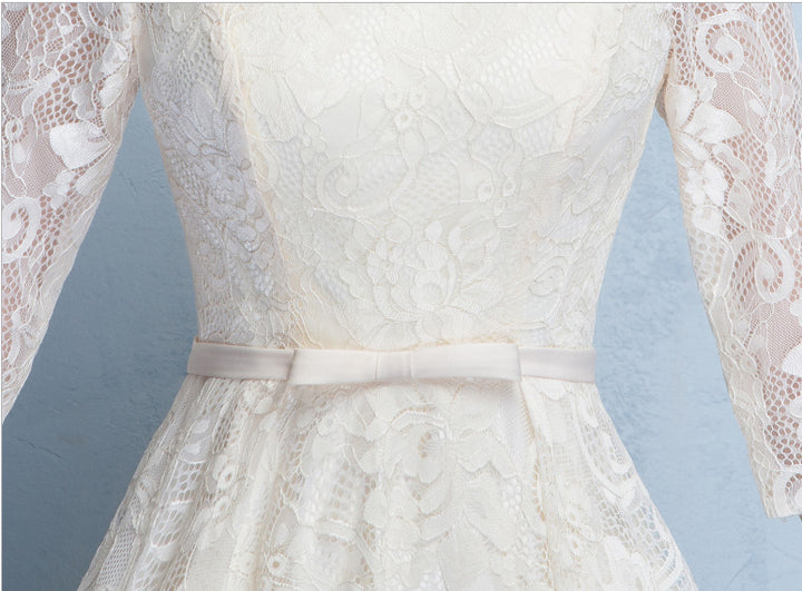 Beige Lace A-Line Bridesmaids Qipao / Cheongsam Dress