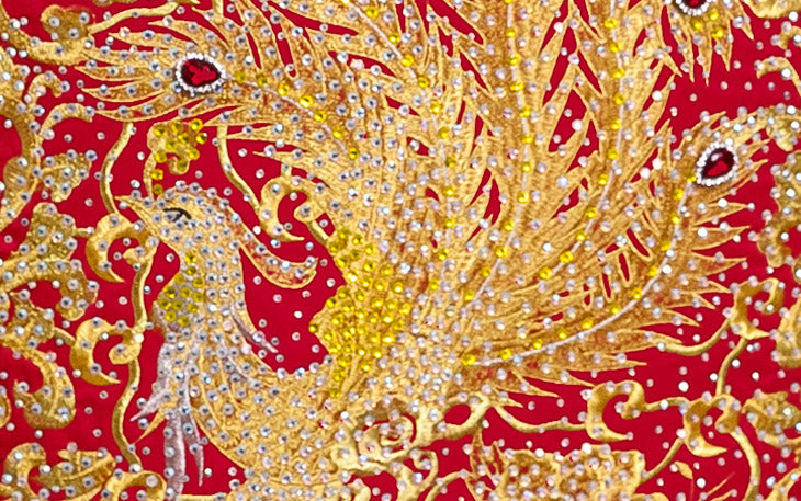 Gorgeous Beads Wedding Qun Kwa with Dragon & Phoenix Embroidery