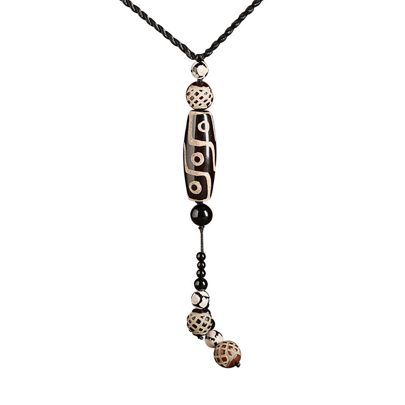 Handmade Agate Dzi Beads Pendant Necklace