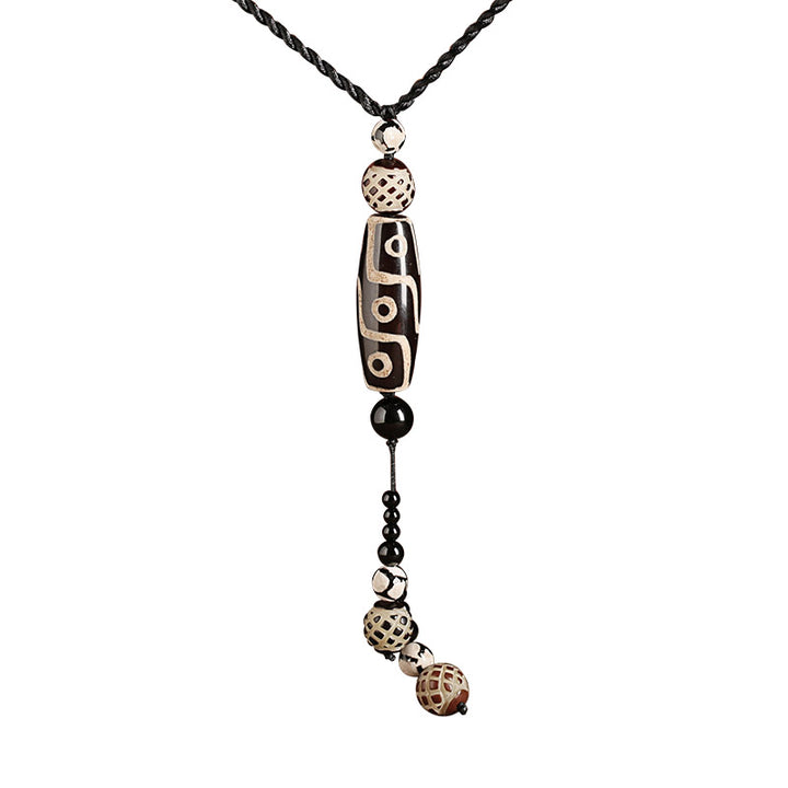 Handmade Agate Dzi Beads Pendant Necklace